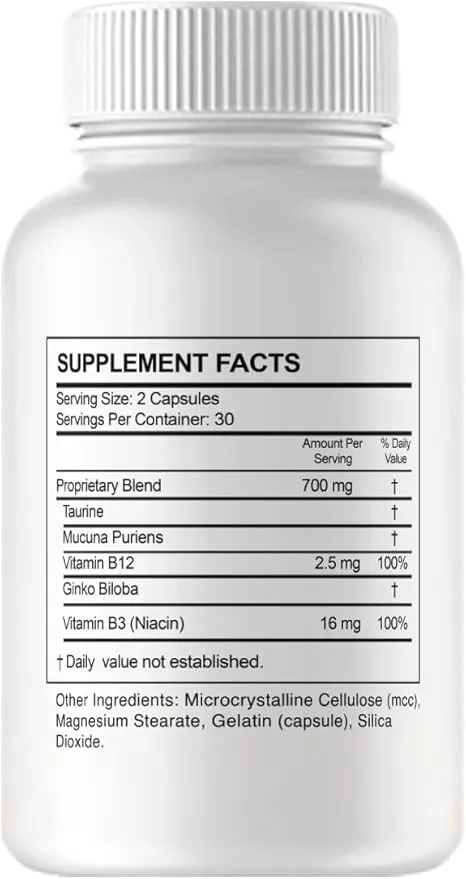 ProNERVE6 supplement facts label
