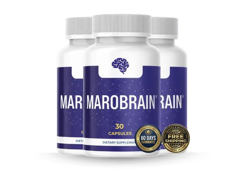 MaroBrain 3-bottle package centered in ingredient circle