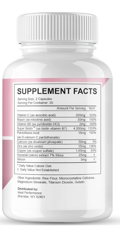 Derma Essential supplement facts label