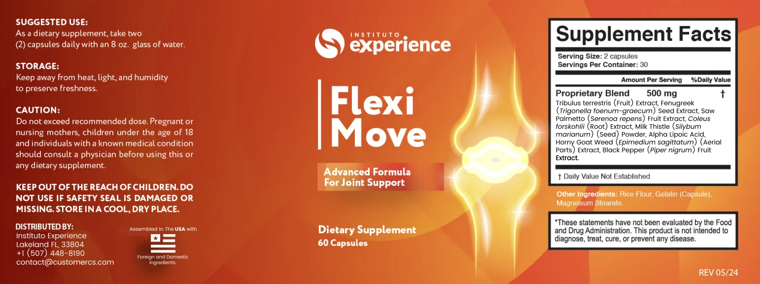 Flexi Move supplement facts label